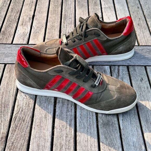 Dsquared2 Sneakers Men Size 44 EU 11 US Green Red Suede Canvas Shoes VGP - Picture 6 of 15